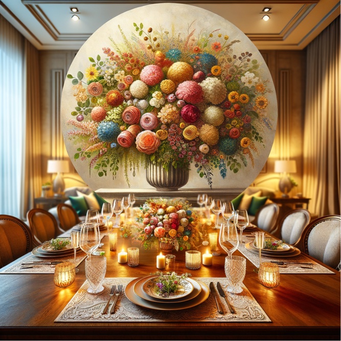 Dining room floral centerpiece.